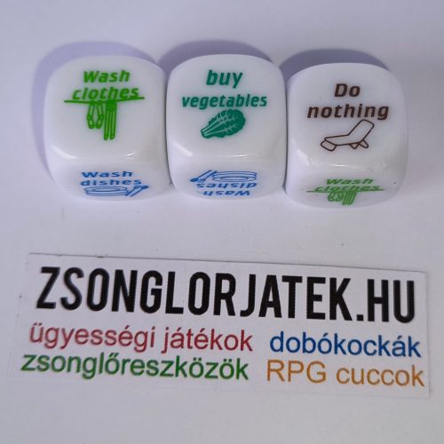 Tréfás kocka házimunka feladatokkal K6 D6 20 mm