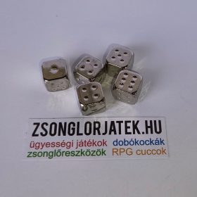   Különleges ezüst színű dobókocka, fém kivitel, nehéz súlyú (K6 D6 kicsi 14 mm)