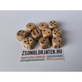 Hagyományos fa dobókocka 16 mm fekete pöttyökkel K6 D6